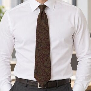 Vintage Polo Ralph Lauren Necktie Burgundy Paisley Pheasant Silk Hand USA Tie